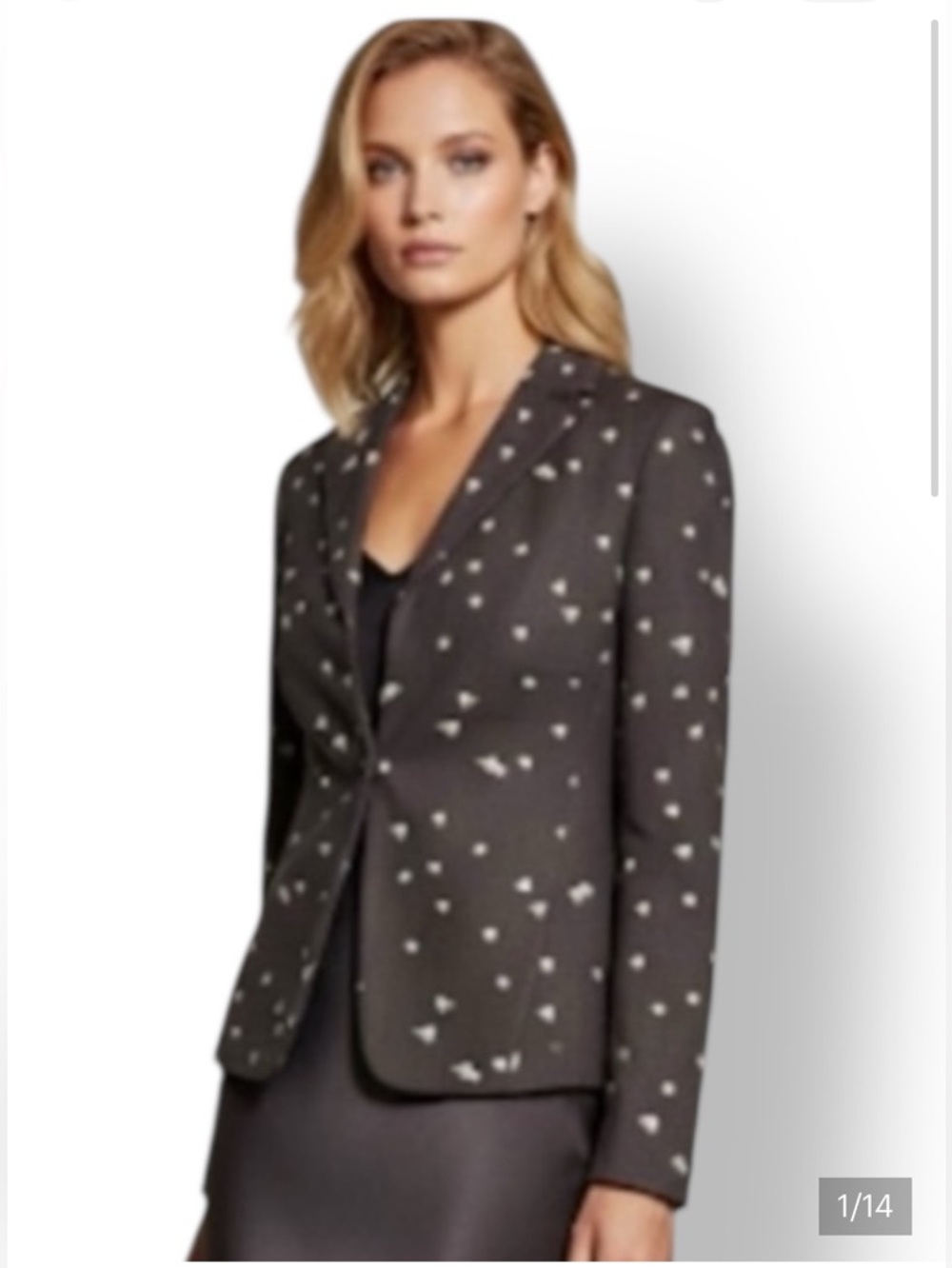 Akris Punto x Bergdorf Goodman Textured Swiss Dot Wool Blazer In Brown Sz US 6